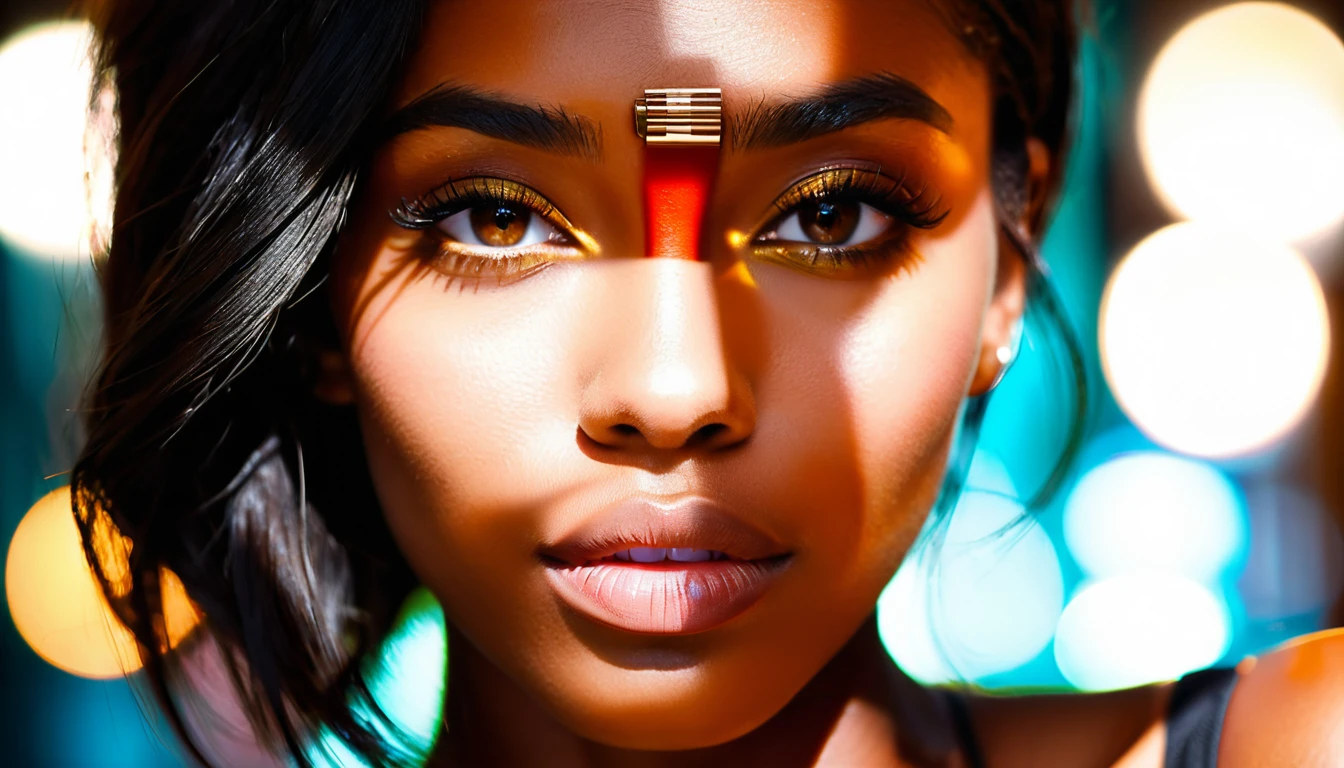Close up cinematic portrait of a young black woman