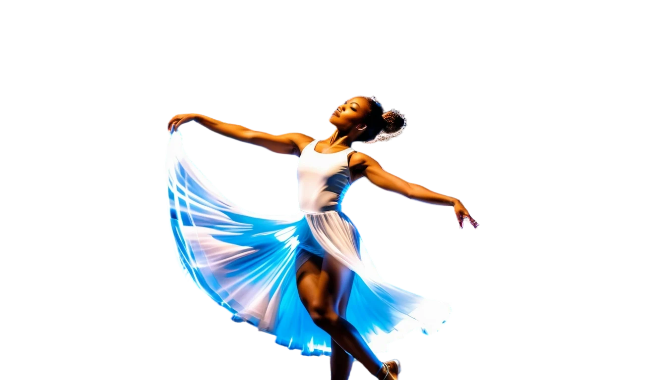 African American dancer spinning under a starry night sky