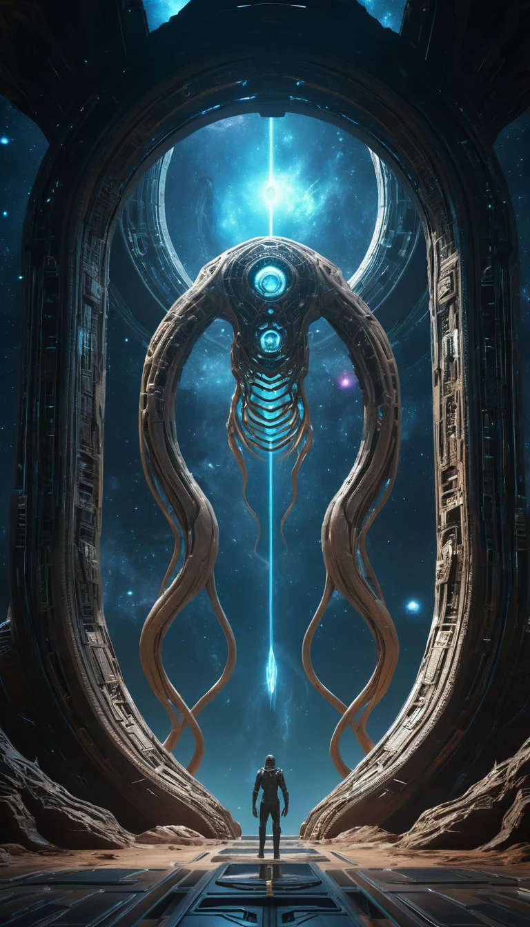Living alien galaxy gate opening in deep outer space