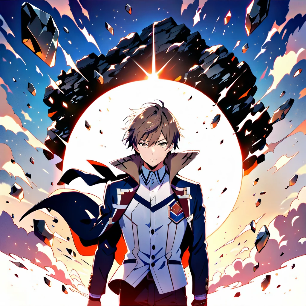 Young earth mage in academy uniform in stone hall