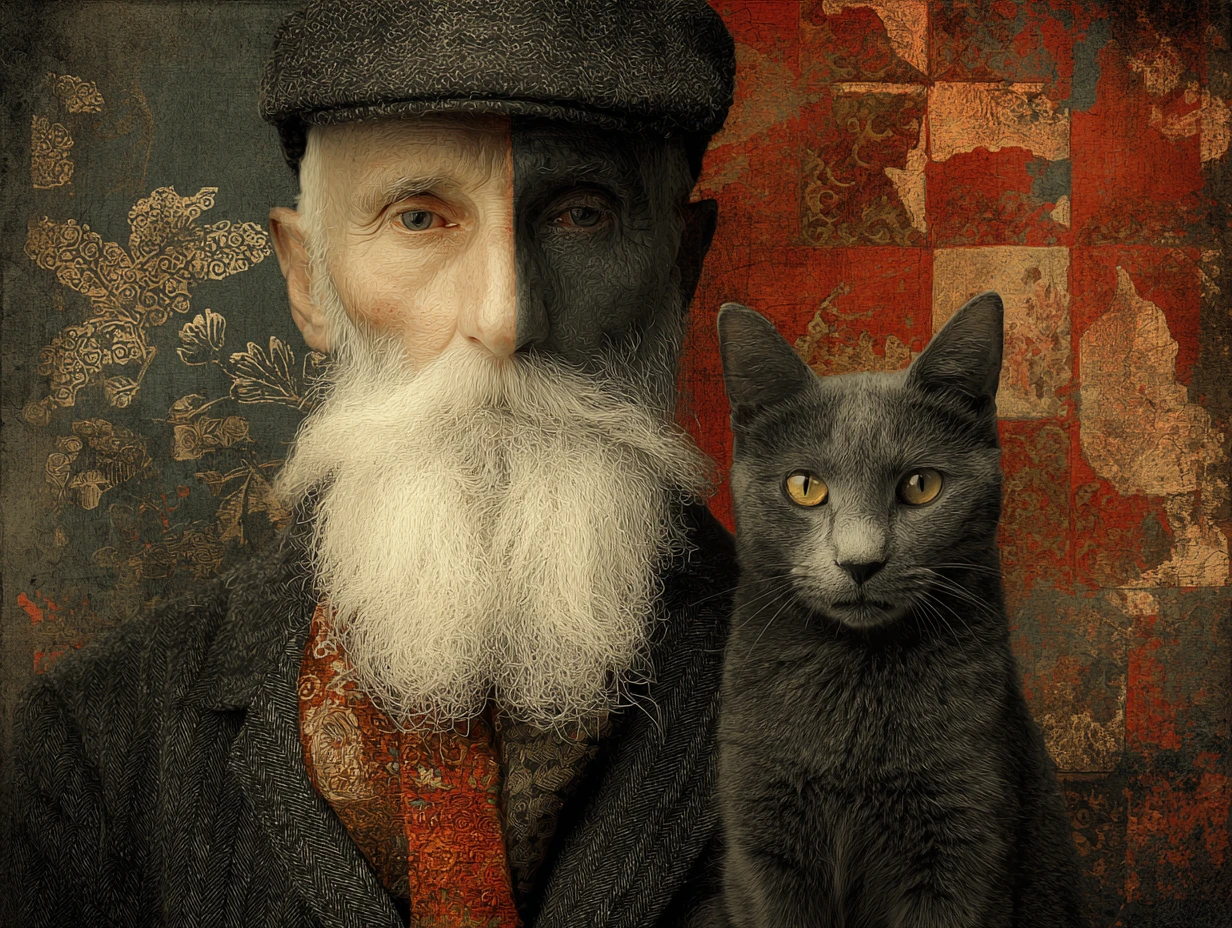 Old professor and mystical cat captured by desert tribe