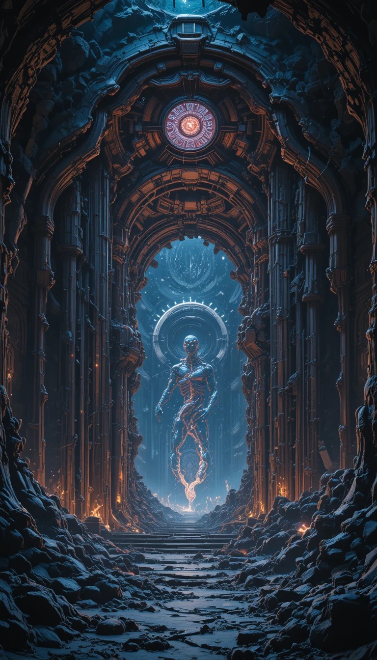 Ancient Biomechanical Galaxy Gate In Deep Space