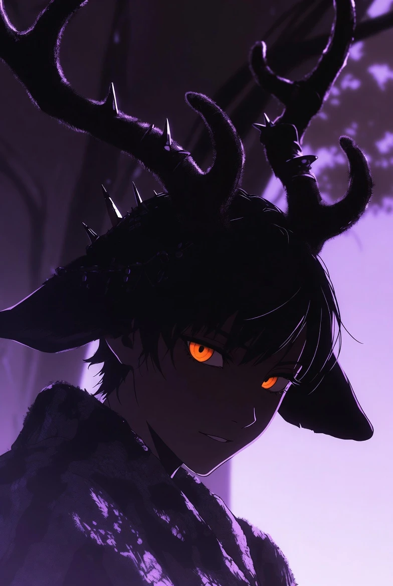 Seductive deer with soft velvet covered antler horns