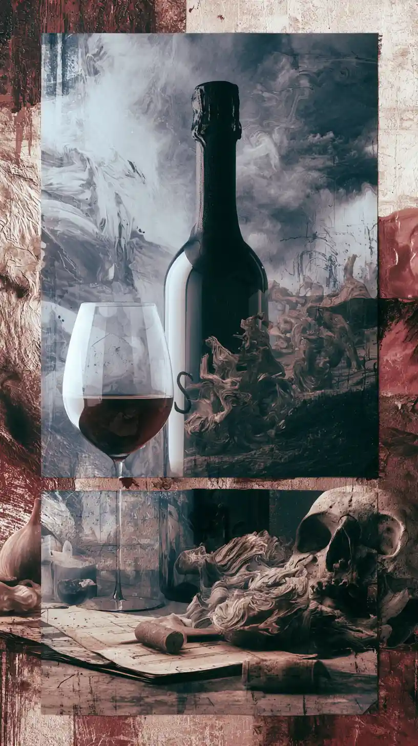 Man sipping champagne in an abstract lyrical scene