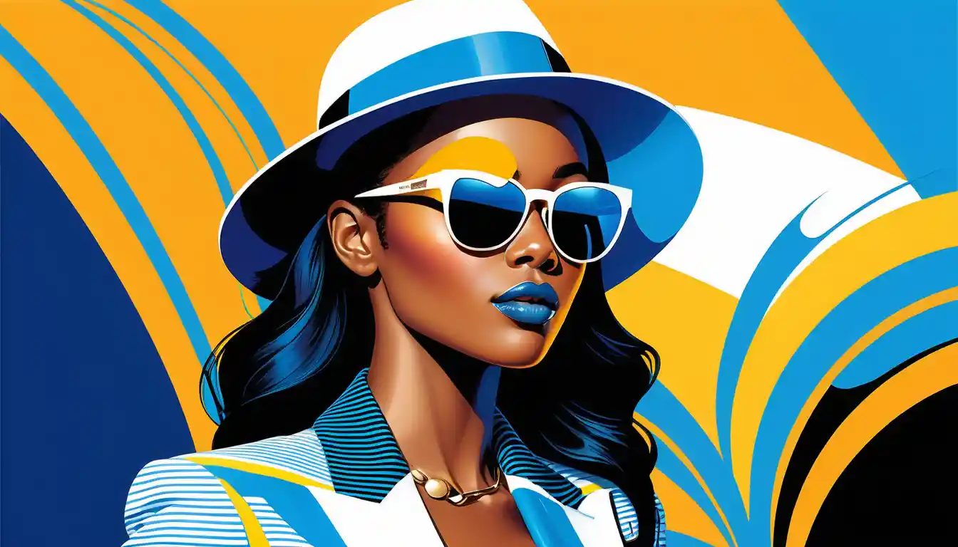 Stylish young black woman in retro hat and sunglasses