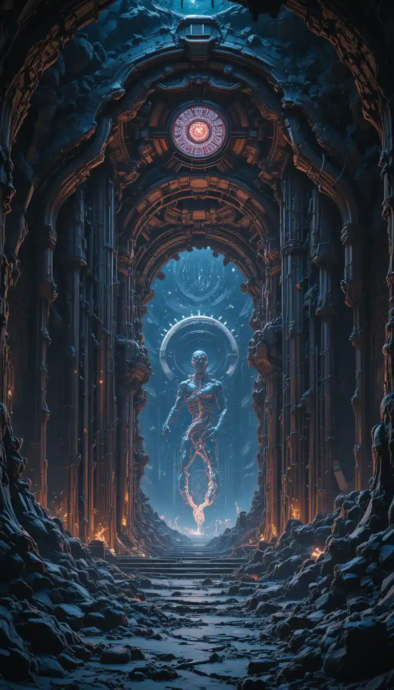 Ancient Biomechanical Galaxy Gate In Deep Space