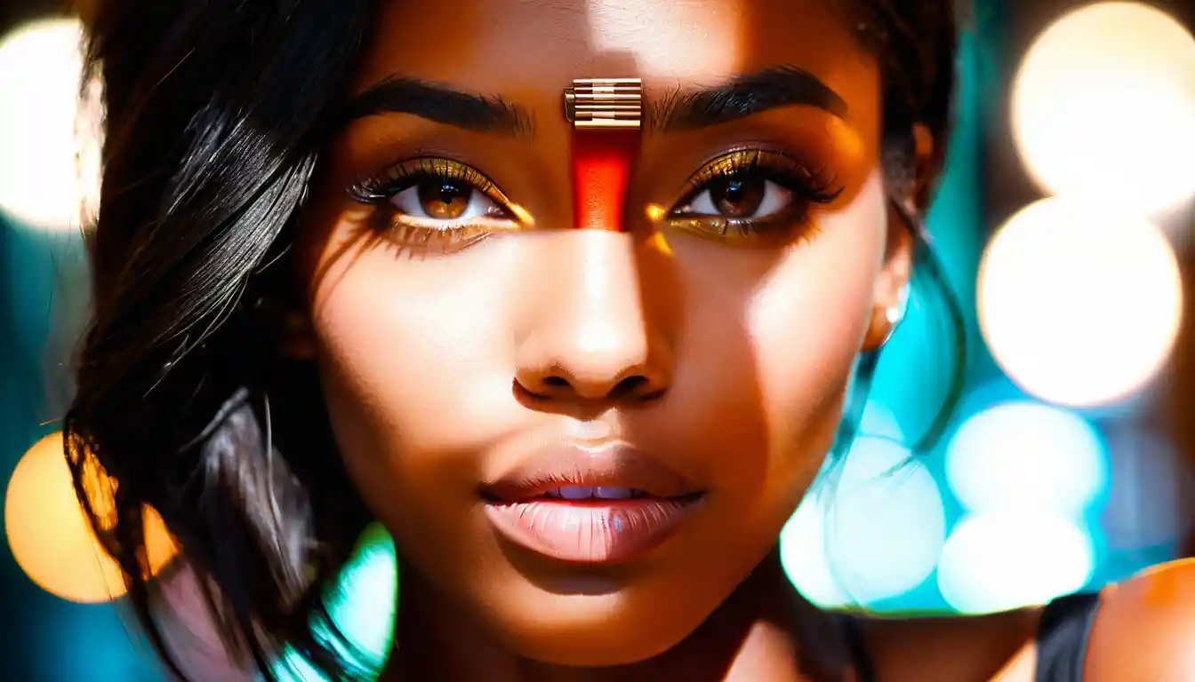 Close up cinematic portrait of a young black woman