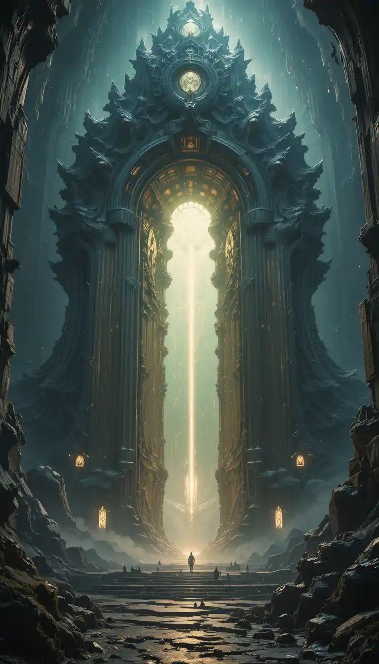Ancient Alien Galaxy Gate Floating As A Living Structure