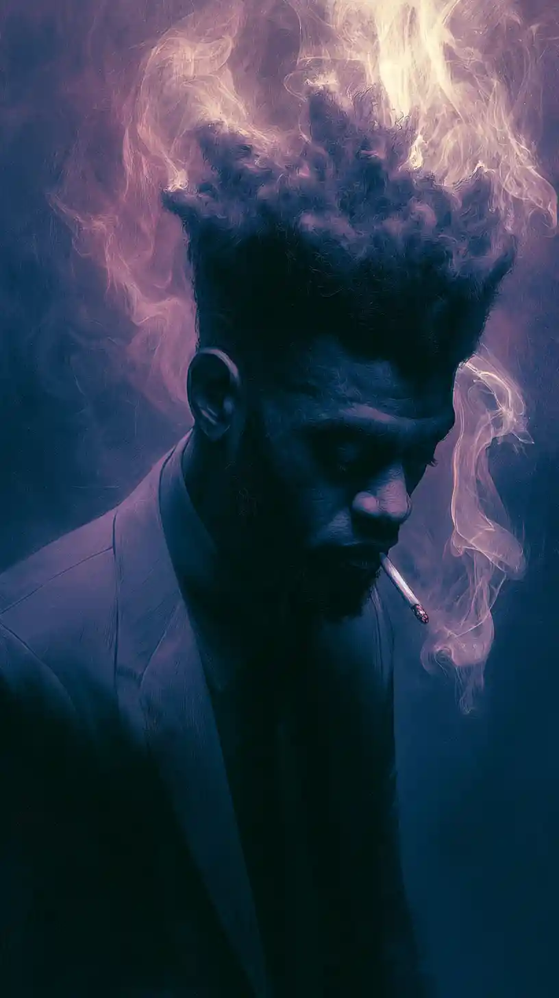 Bold typographic portrait of a powerful man