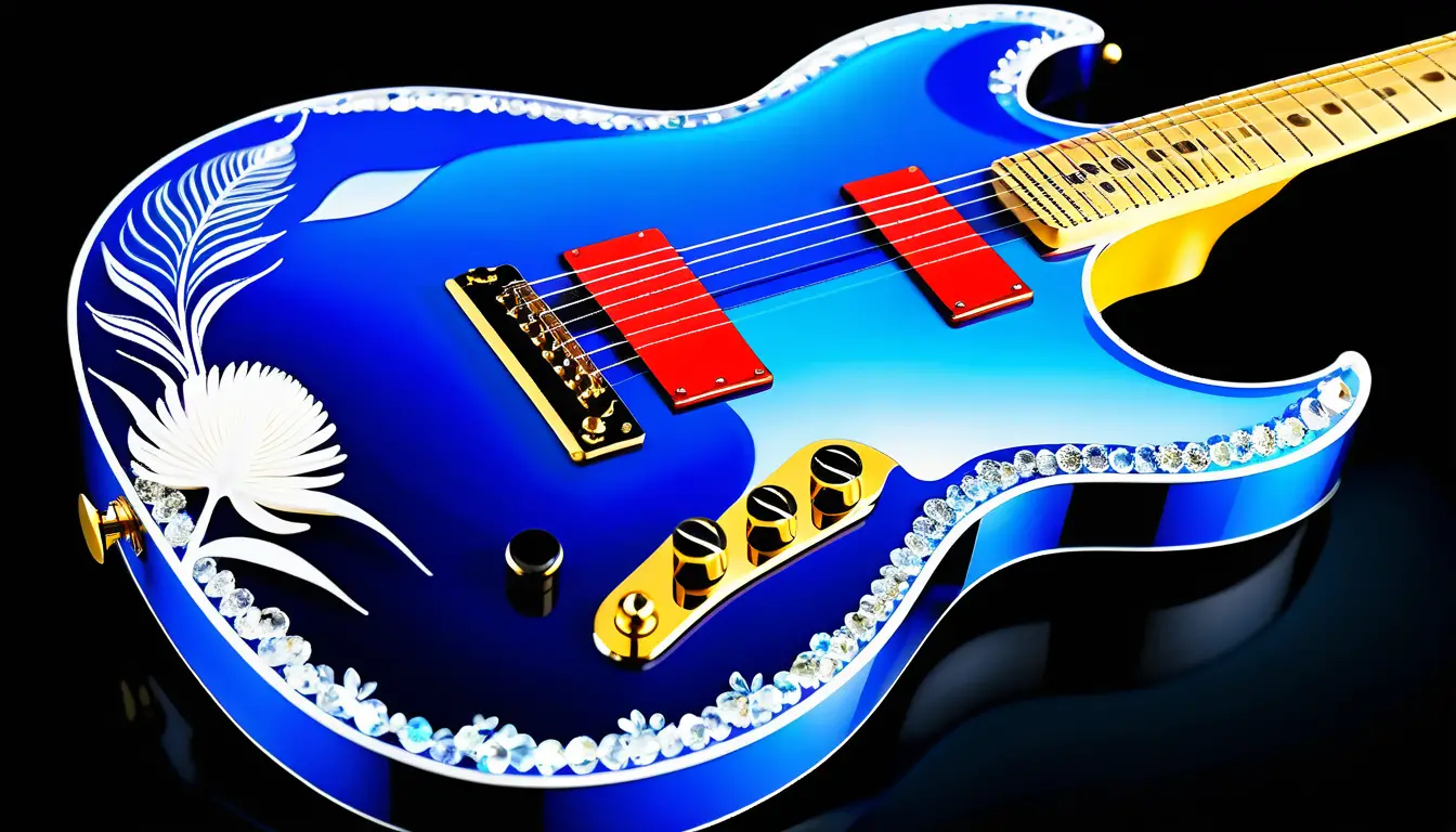 Crystal guitar covered in luxurious ocean inspired details