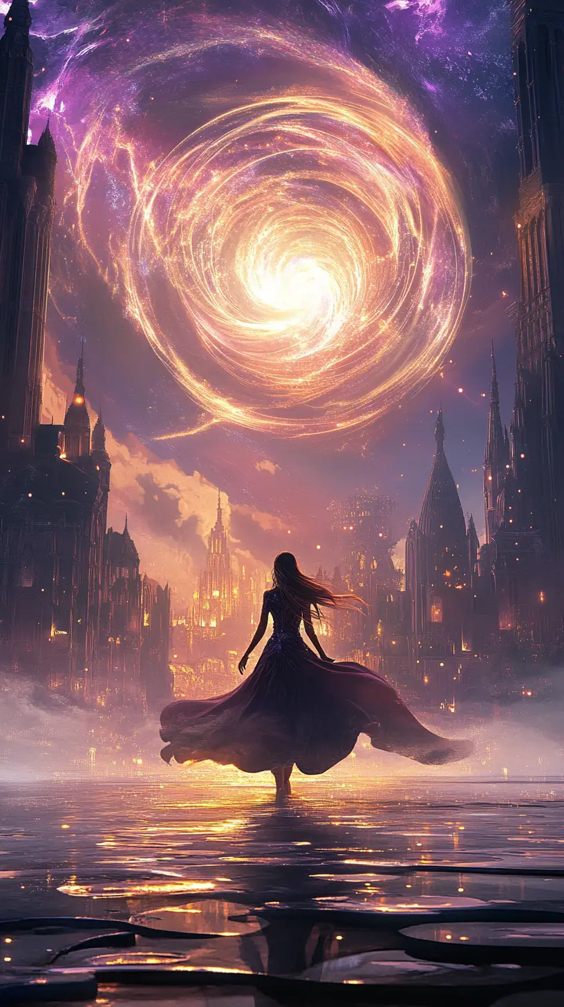 奇幻女子漫步在淹沒的天界都會