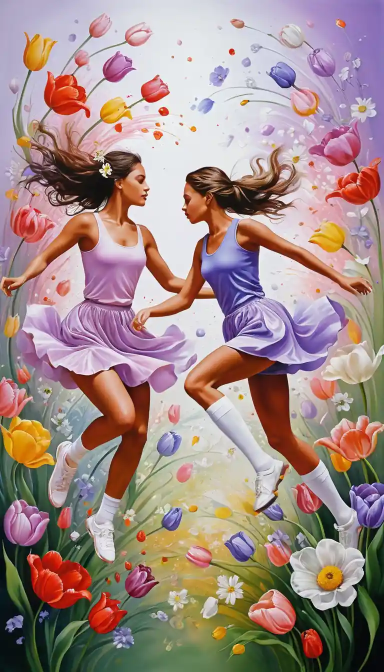 Romantic Abstract Painting Of Dancing Flowers In Soft Colors