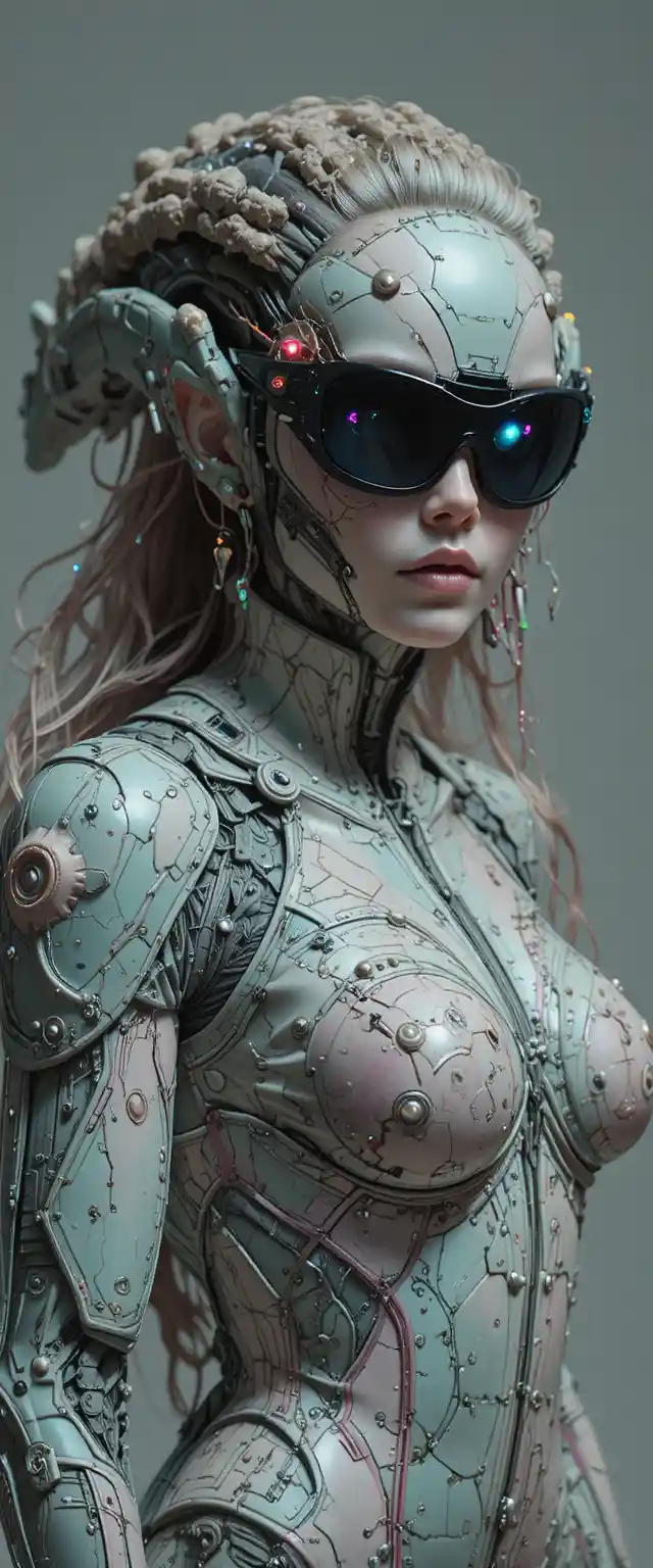 Half body portrait of a realistic alien in studio