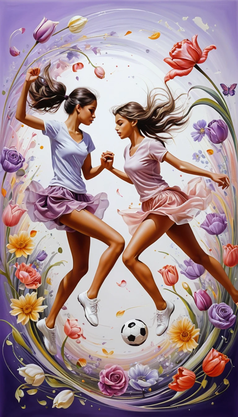 Romantic Dancing Flowers In Soft Swirling Abstract Colors
