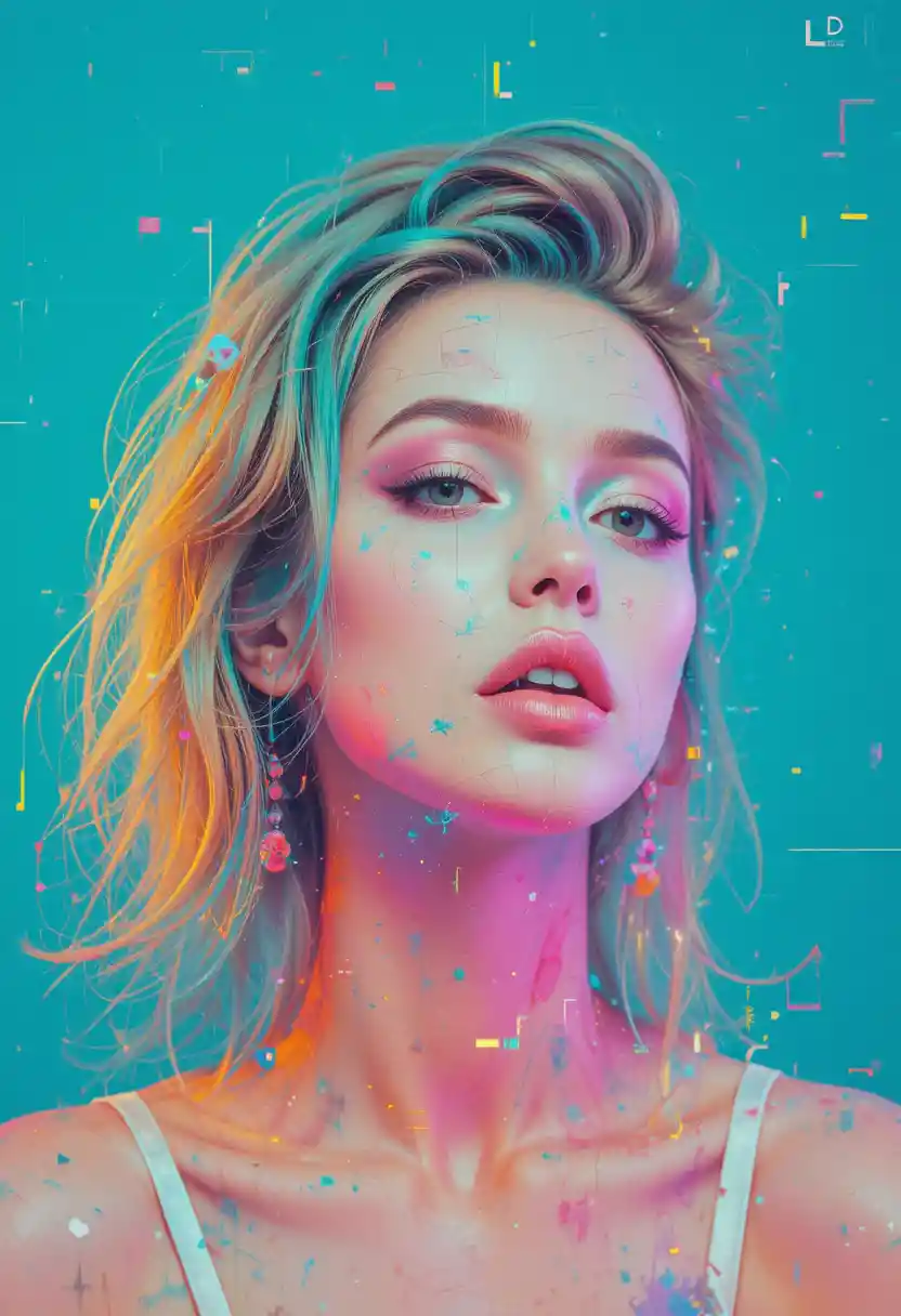 Minimalist abstract digital art with elegant glamorous style