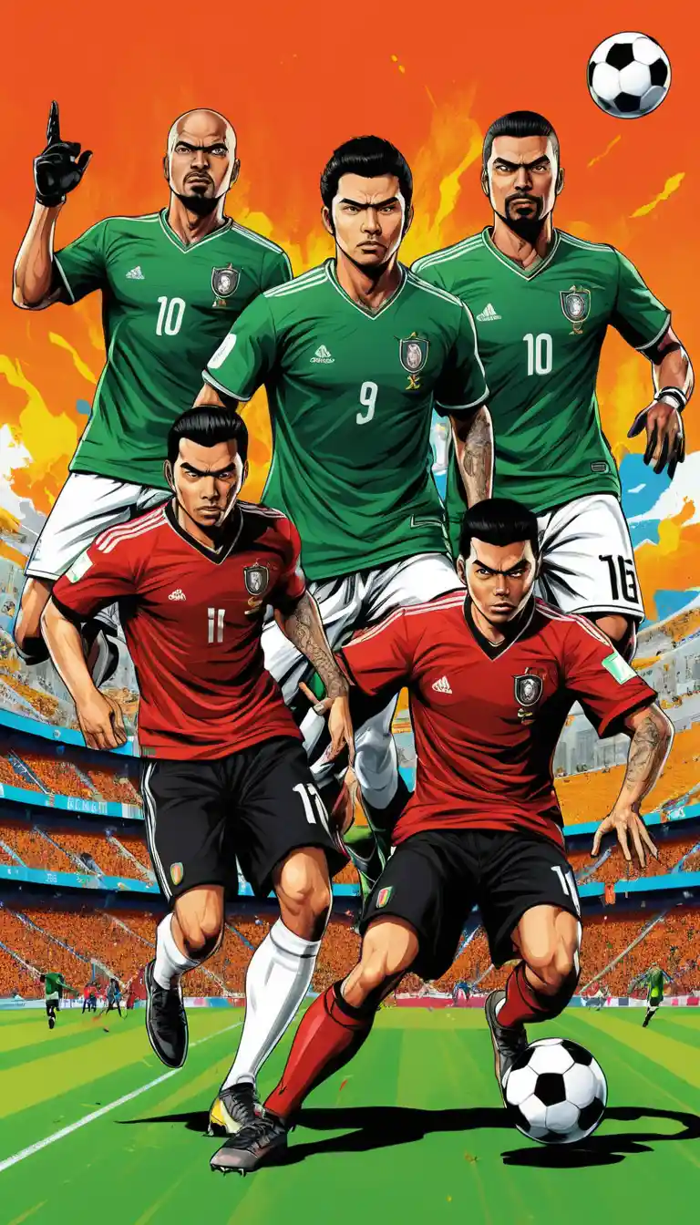 Anime demon hunter team playing football in Mexico stadium