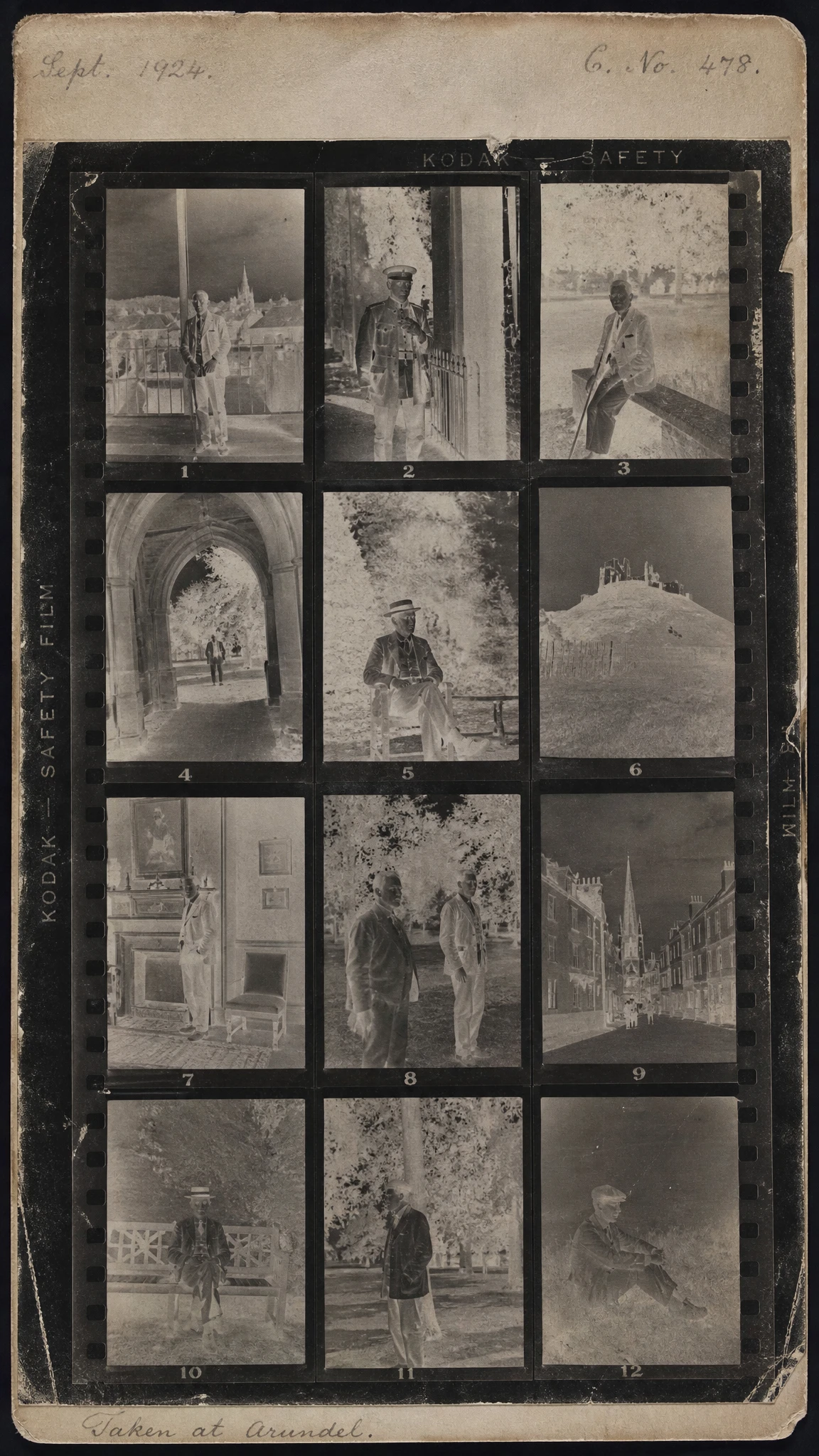 Negativo fotografico vintage degli anni ’20 su carta per provini a contatto invecchiata
