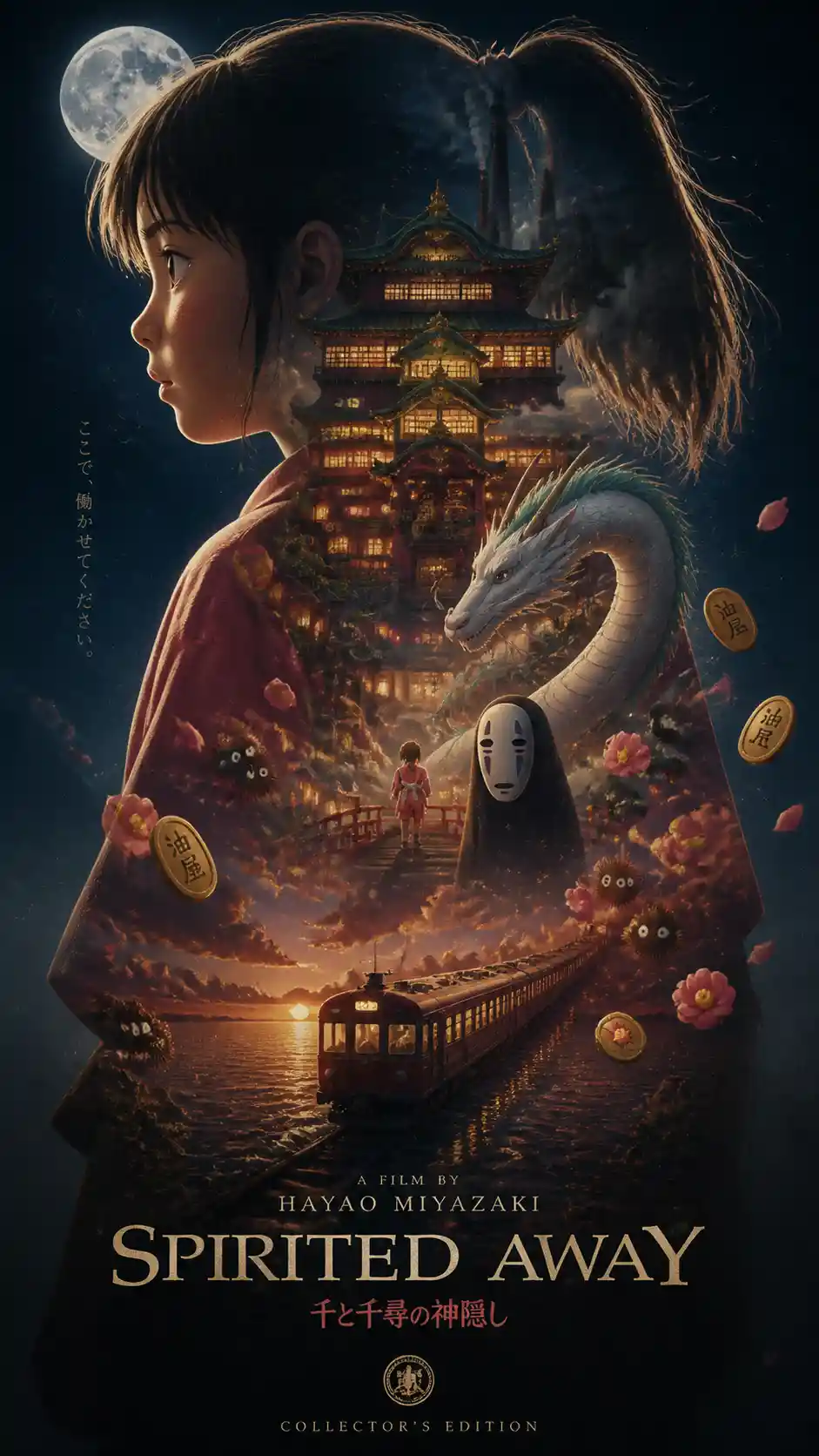 Silhouette of a girl framing a glowing fantasy city