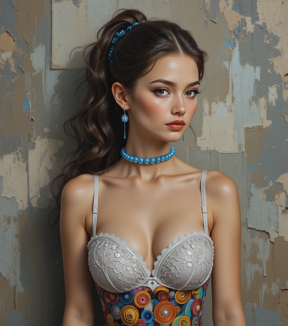 Sensual close up portrait of young woman in lace lingerie