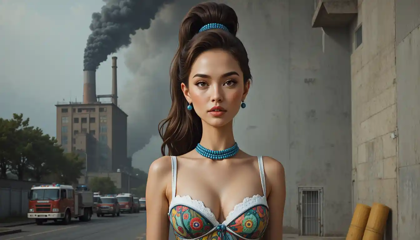 Industrial building engulfed in flames with thick black smoke