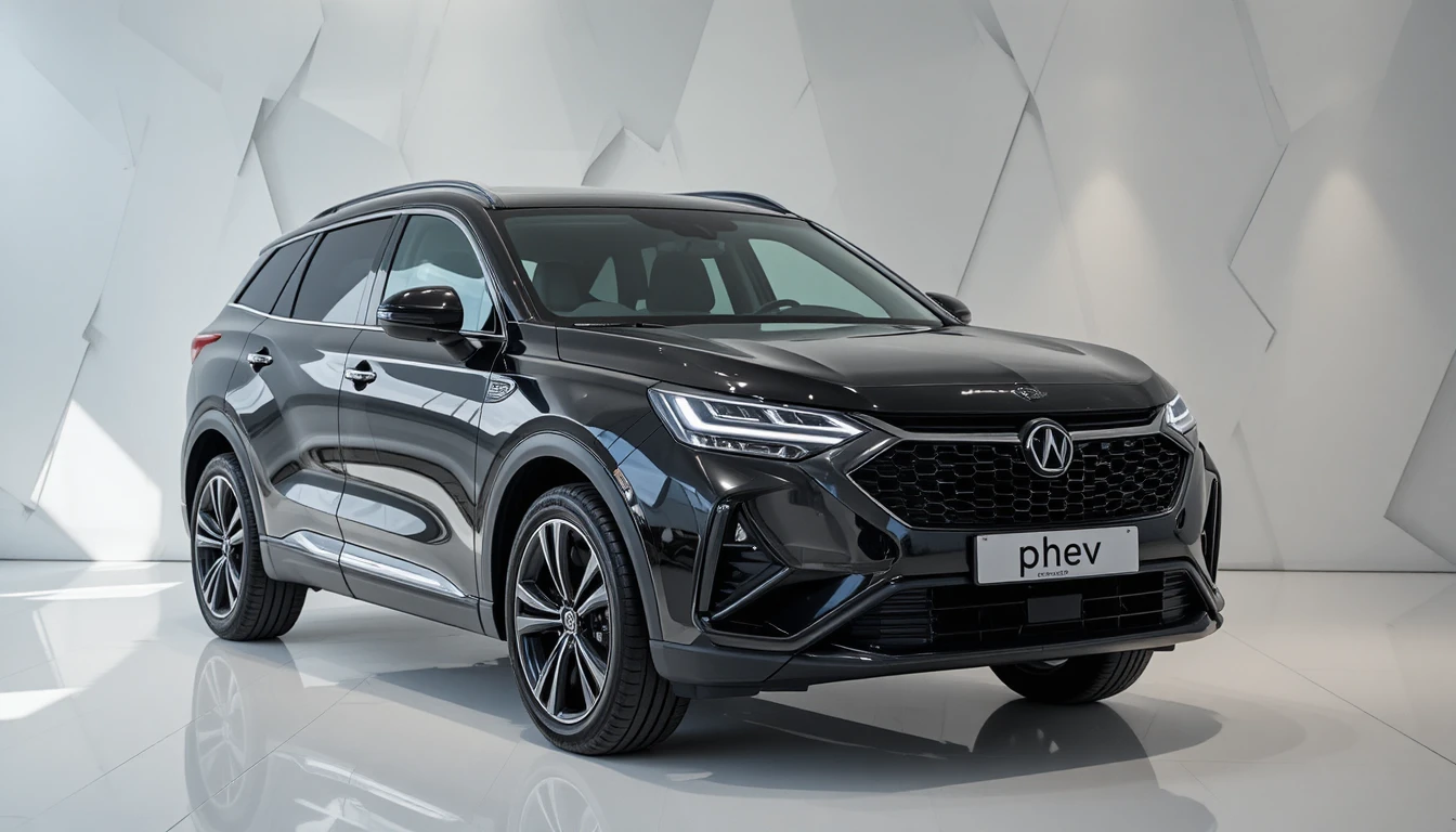 Black Jetour T1 PHEV SUV in bright showroom display