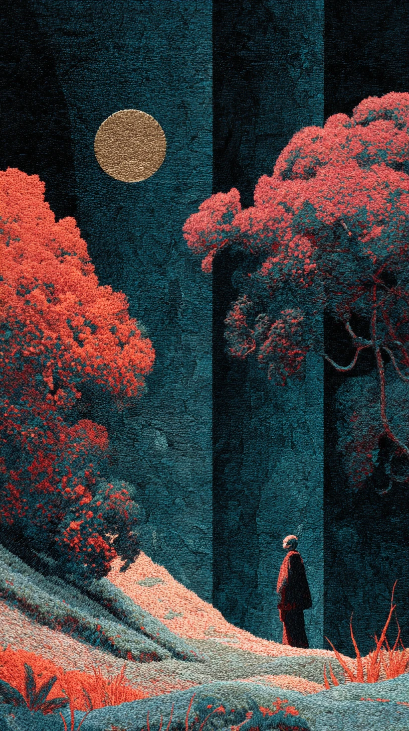 Surreal minimalist collage in a moody dreamlike composition