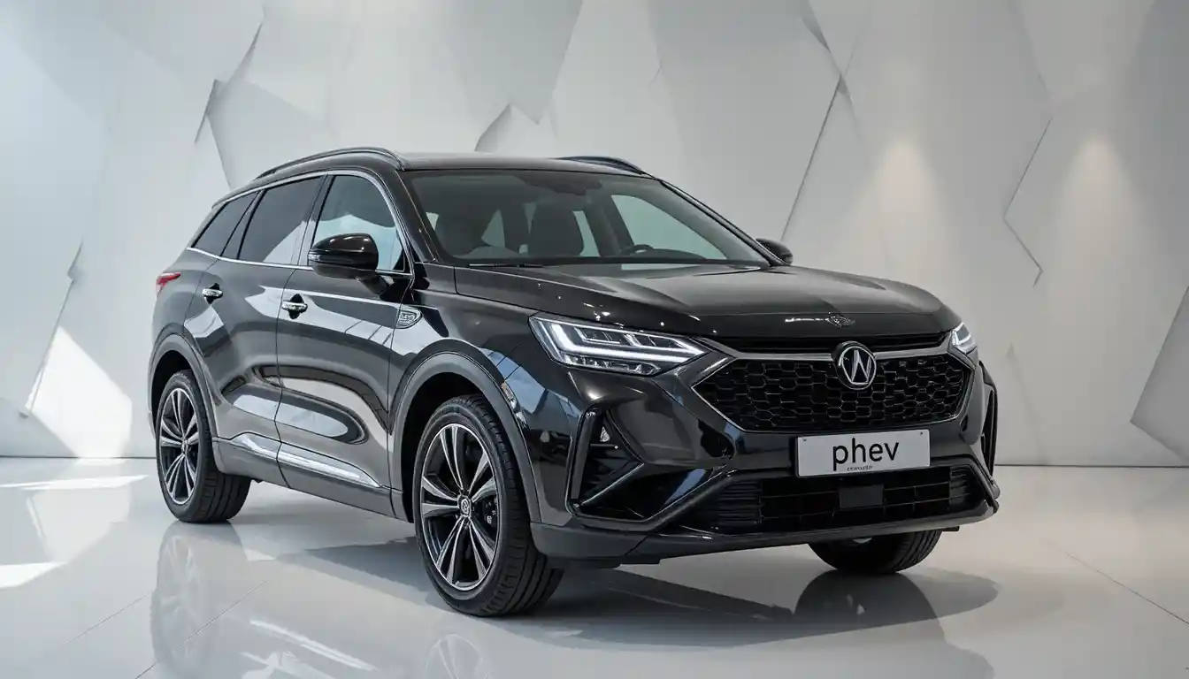 Black Jetour T1 PHEV SUV in bright showroom display