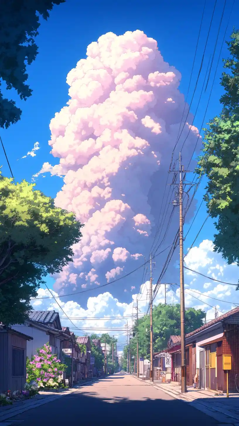 Retro anime style wallpaper with bold cel shaded artwork