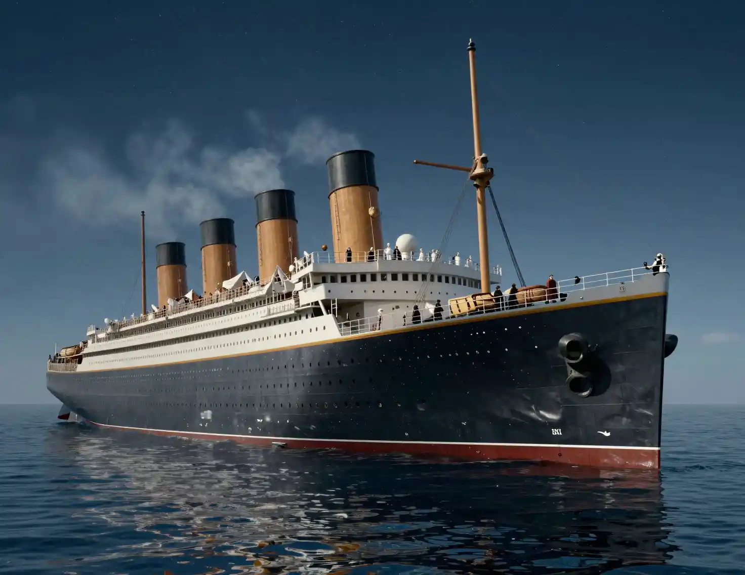 RMS Titanic ocean liner under moonlit North Atlantic sky