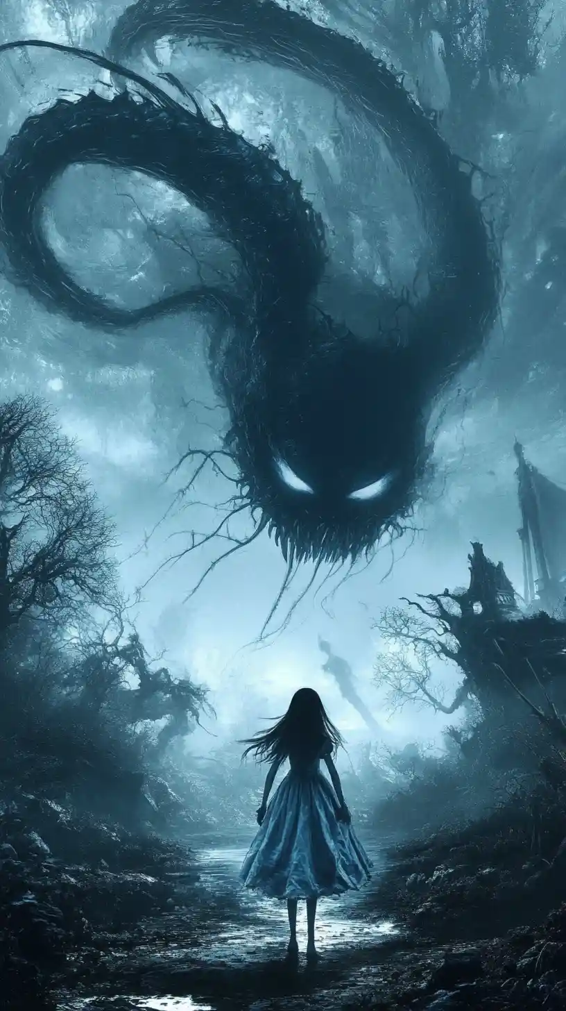 Surreal mental palace opening into dark inner depths