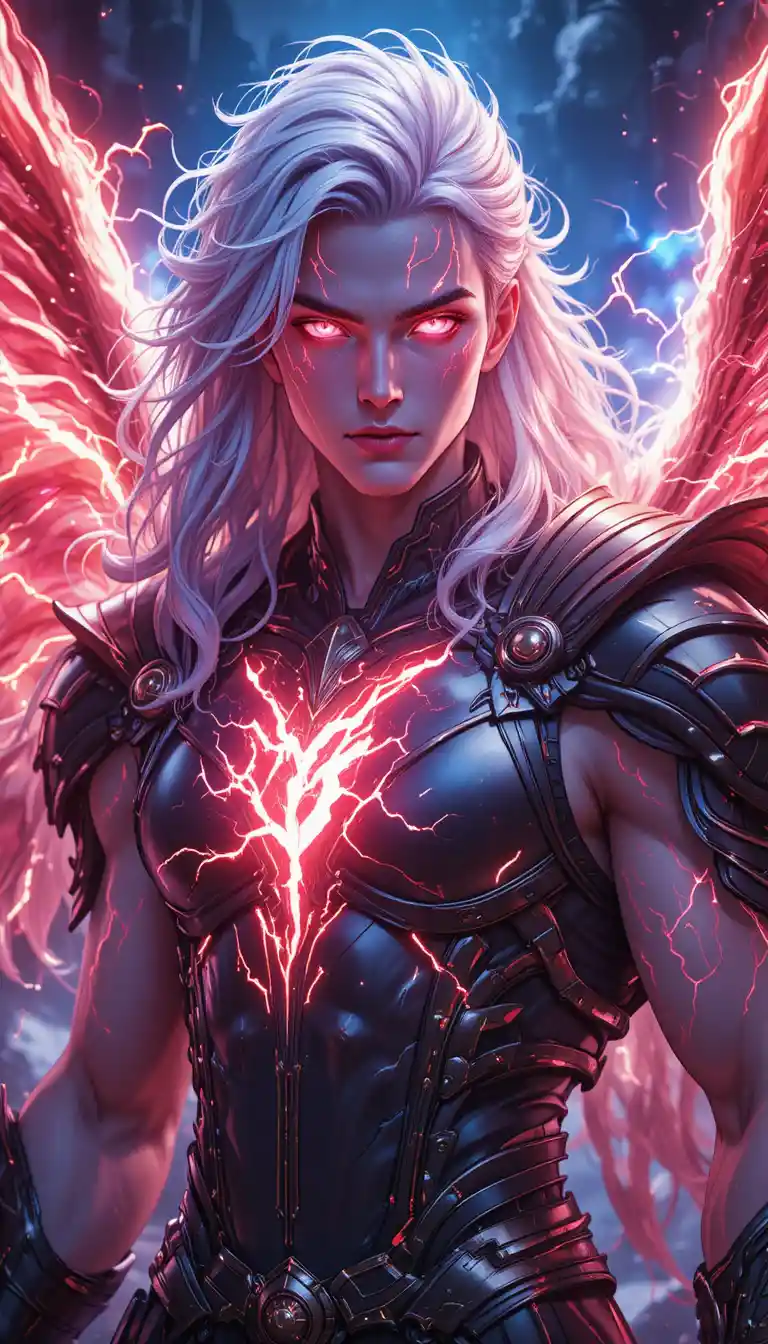 Thunder phoenix valkyrie warrior with glowing runes