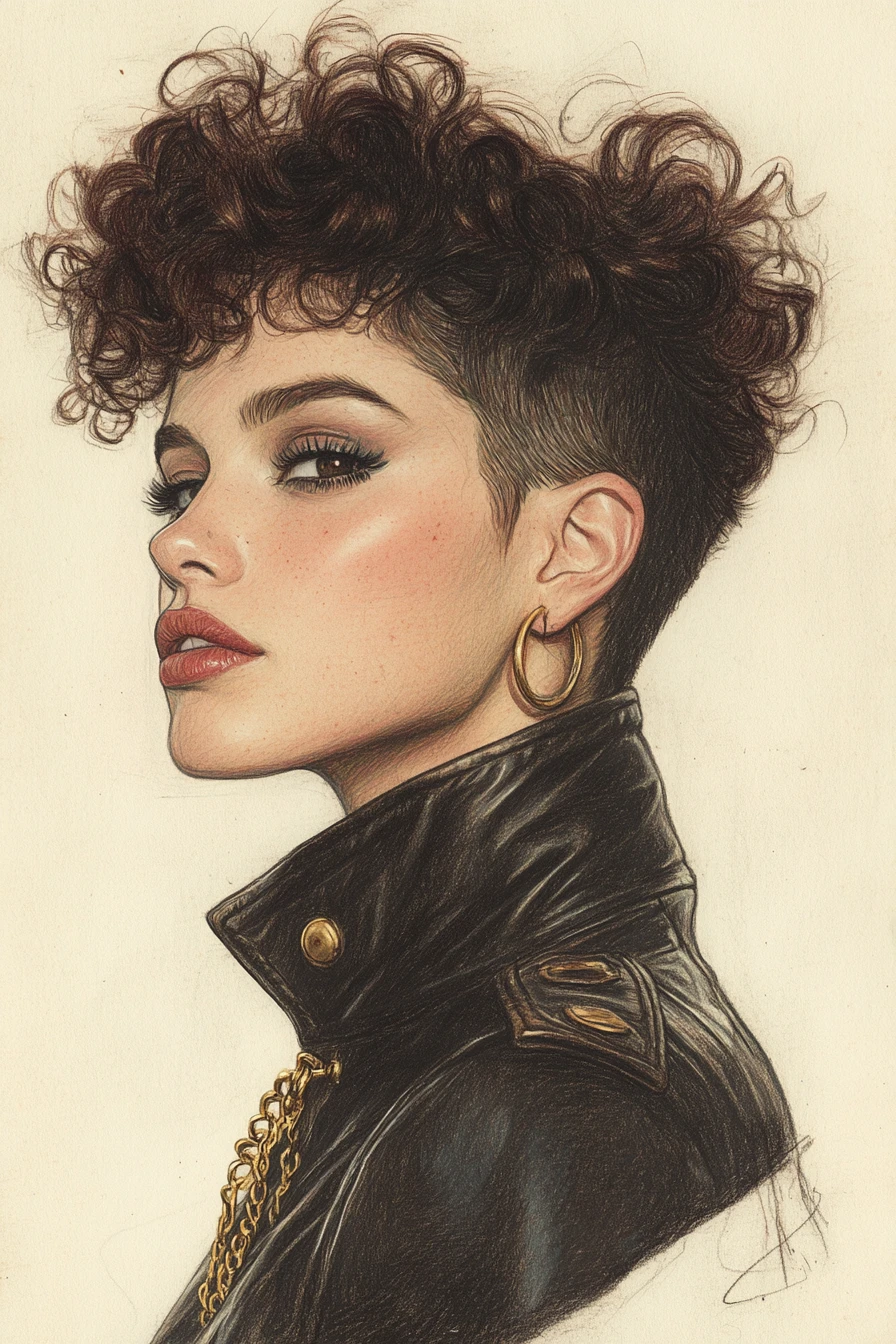 Realistic colored pencil portrait of a confident young woman