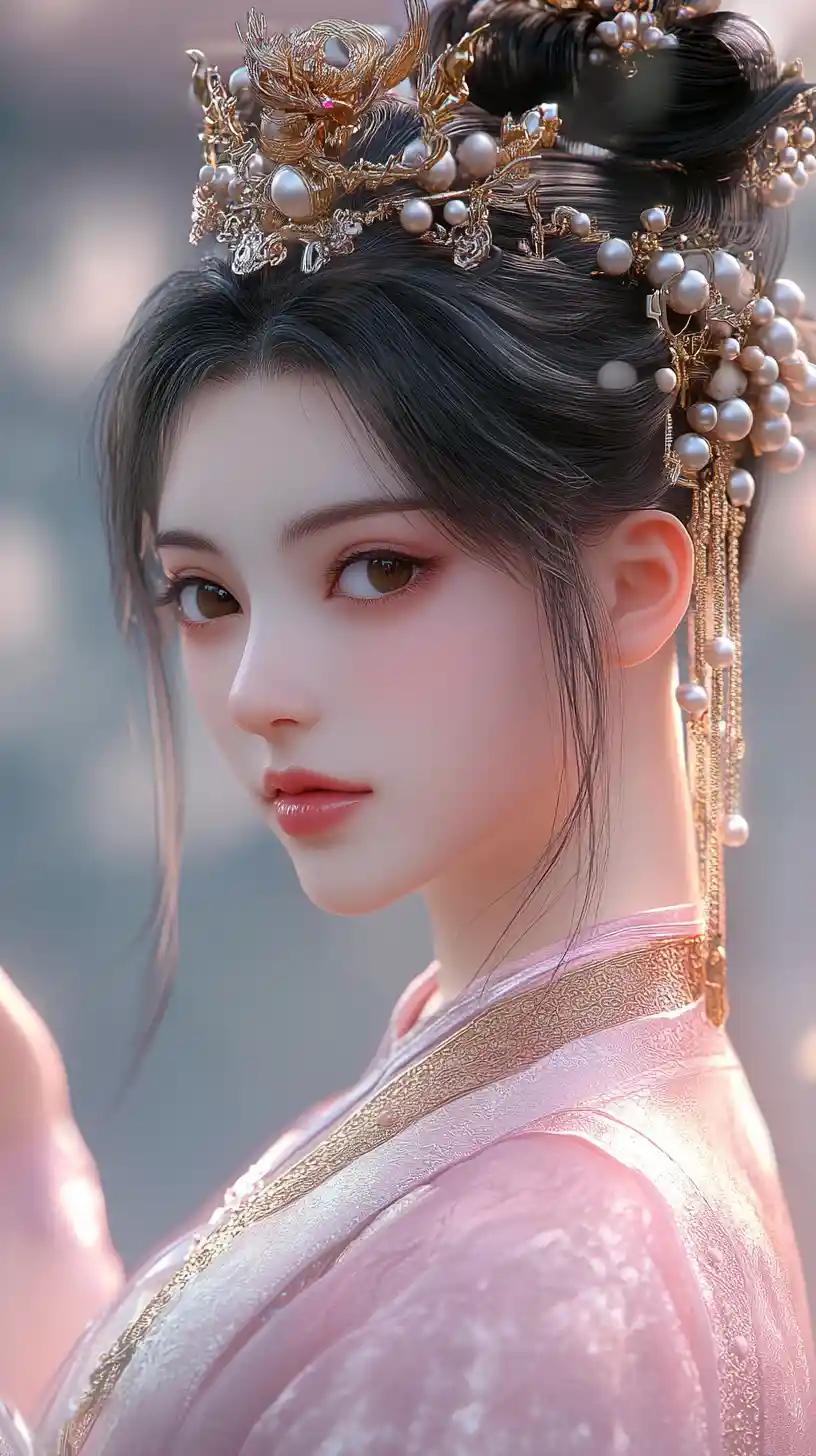 Tang dynasty inspired portrait of an elegant Chinese woman