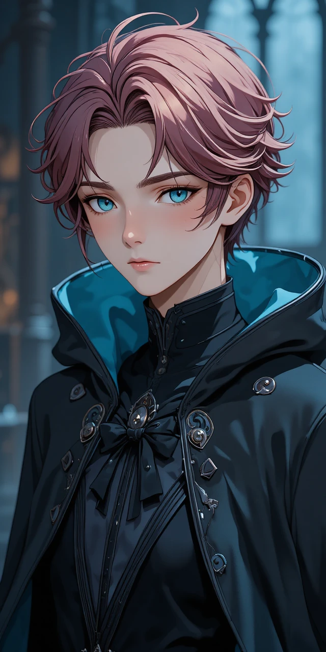 Teen vampire shadow sorcerer boy in dark anime outfit
