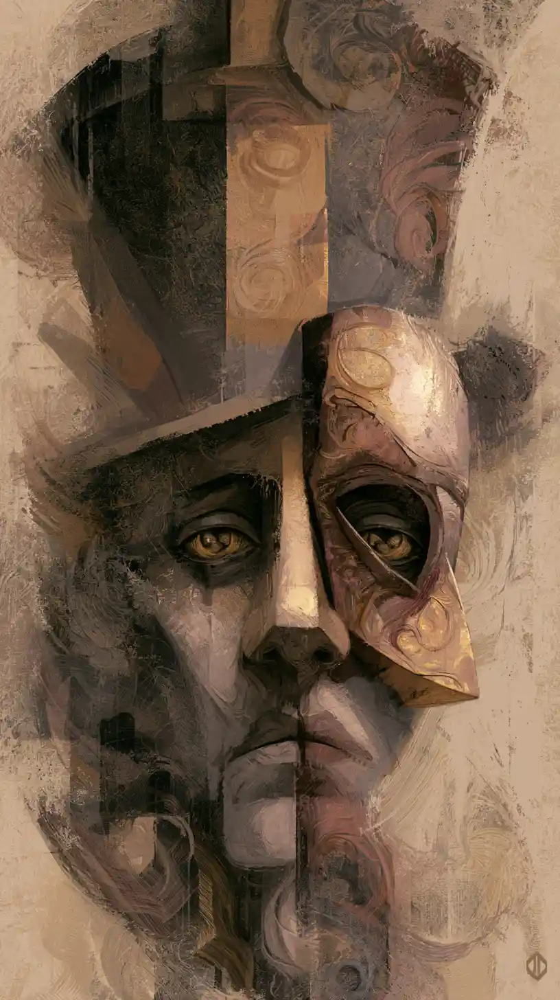 Abstract dark palace of complex and menacing thoughts