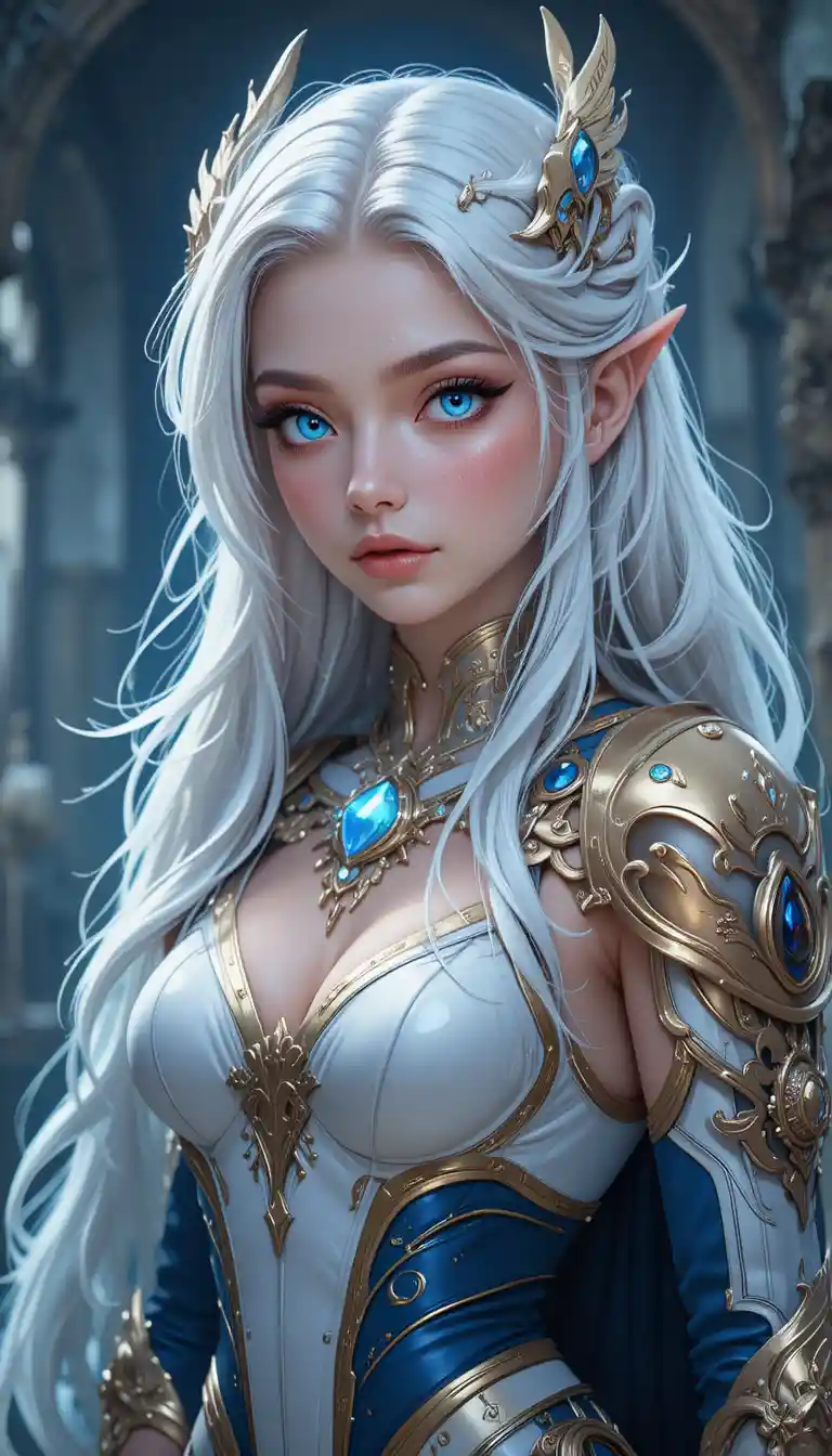 Young dragon warrior girl in ornate magical armor