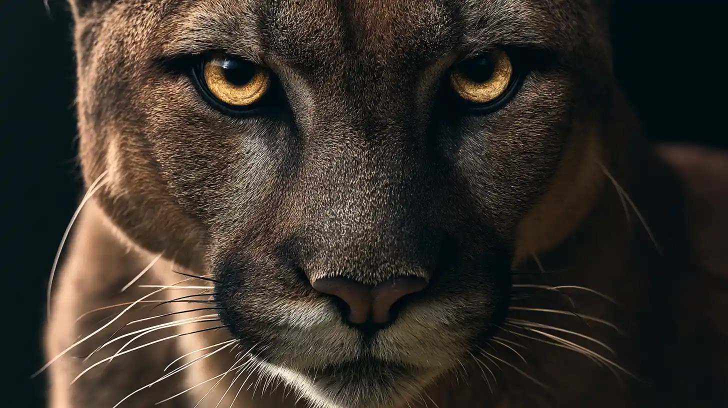 Retrato en Primerísimo Primer Plano de un Puma con Intensos Ojos Dorados