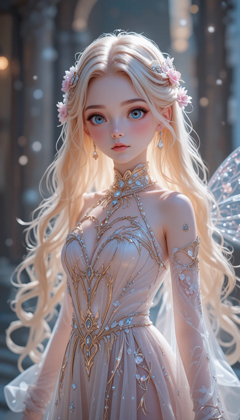 Junges geflügeltes Heiler-Mädchen in pastellfarbener Anime-Fantasie