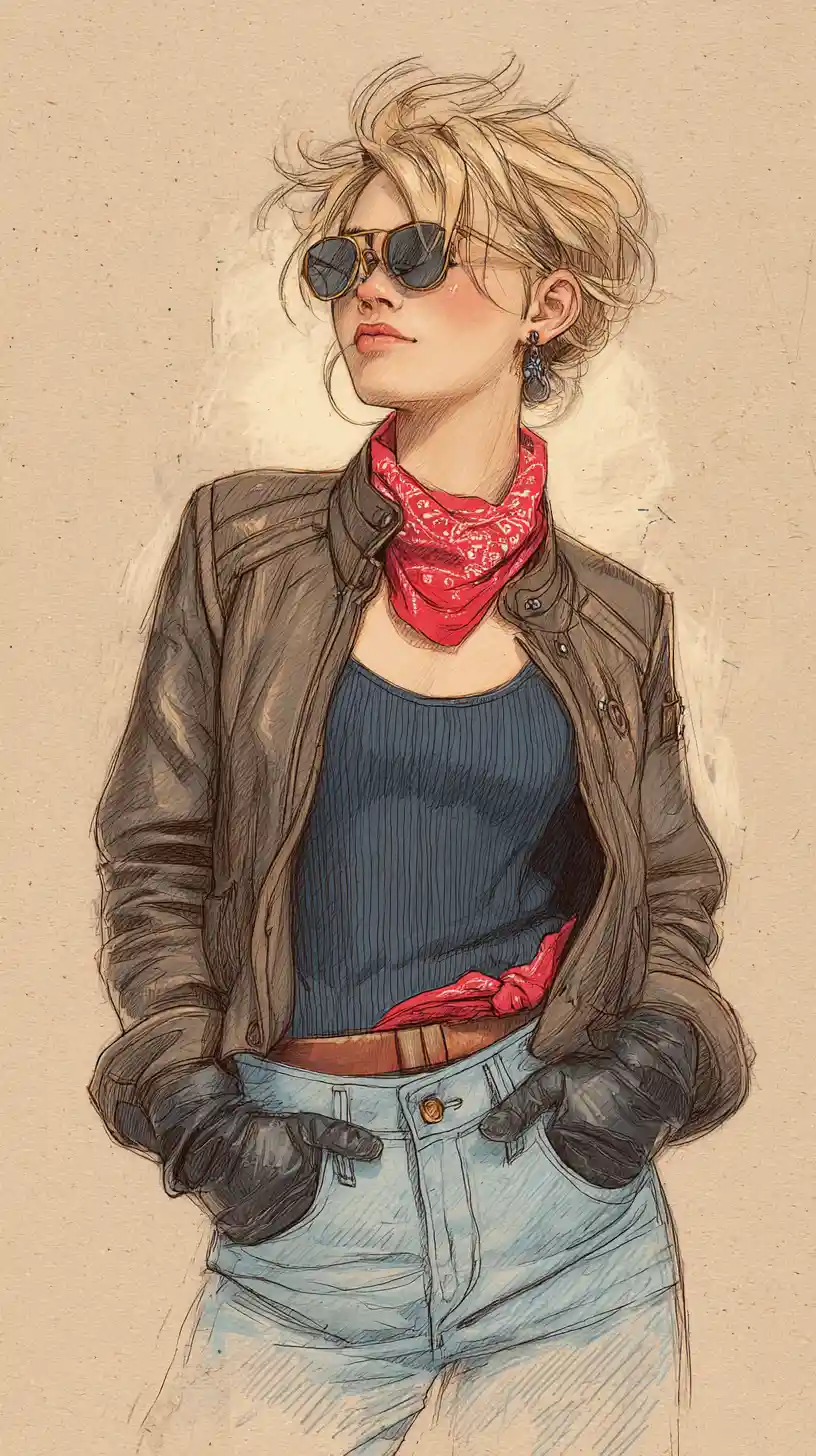 Confident young woman in casual urban fashion illustration