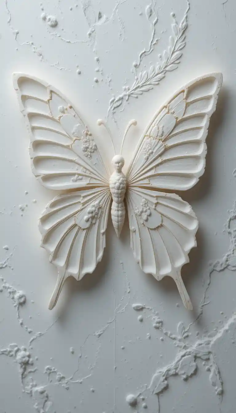 Broken eggshell pieces shaped like delicate butterfly wings