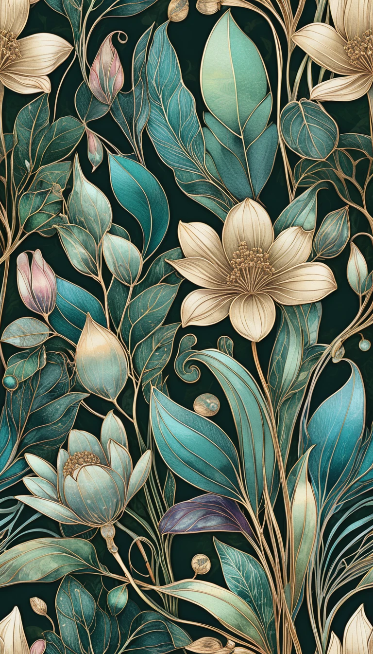 Delicate Spring Botanical Line Art With Flowing Floral Stems