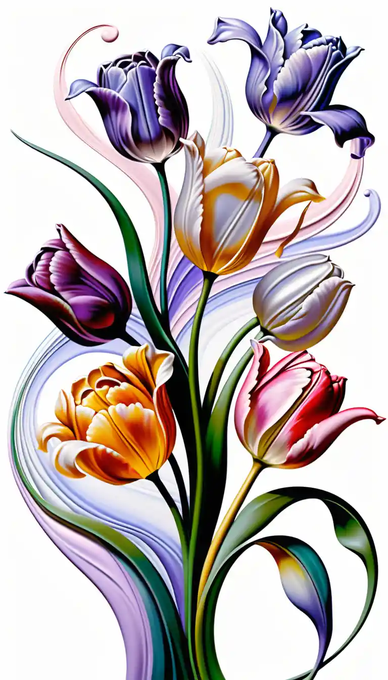 Romantic Dancing Flowers Floating In Soft Abstract Air