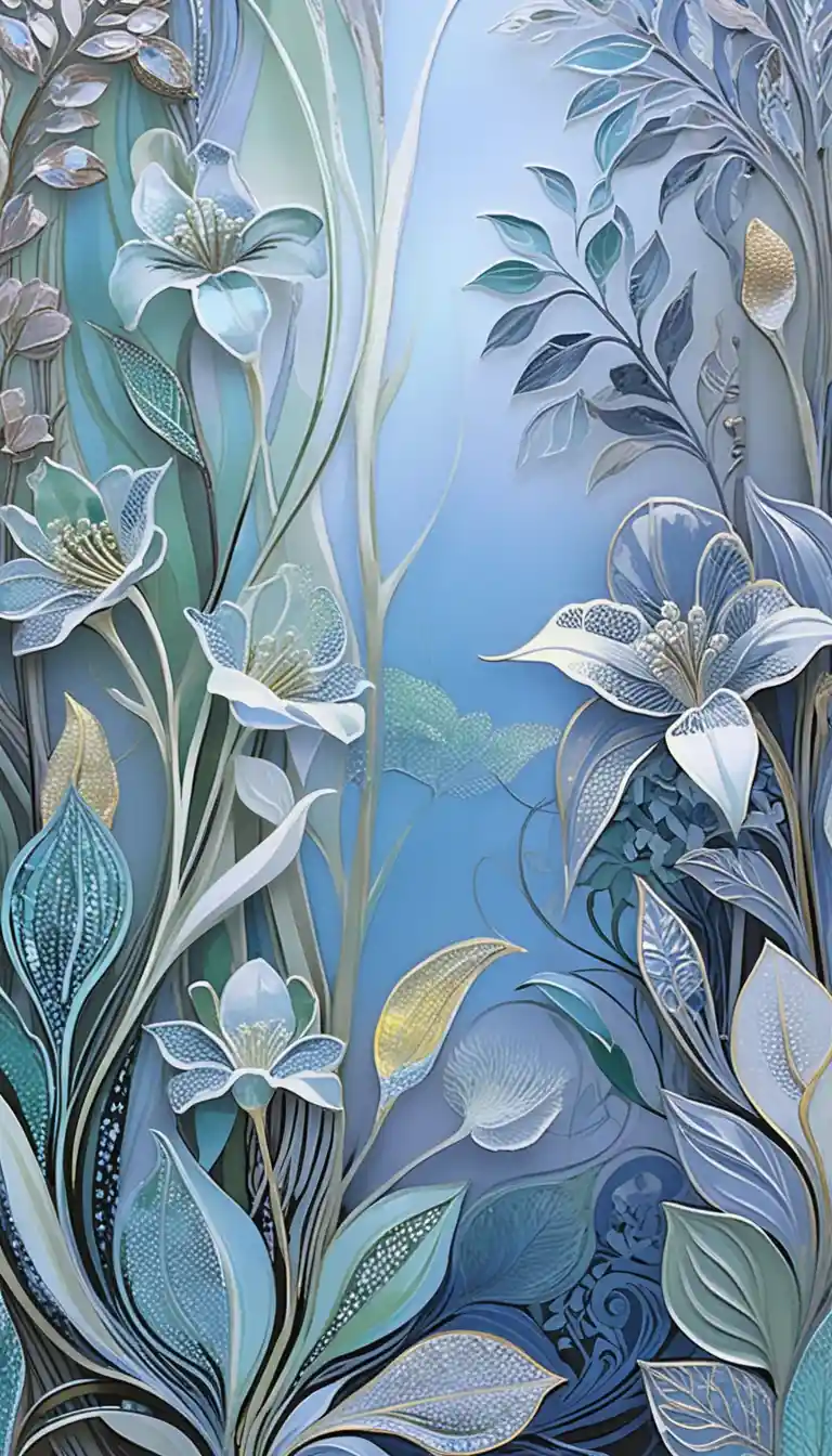 Delicate spring floral line art with flowing botanical forms
