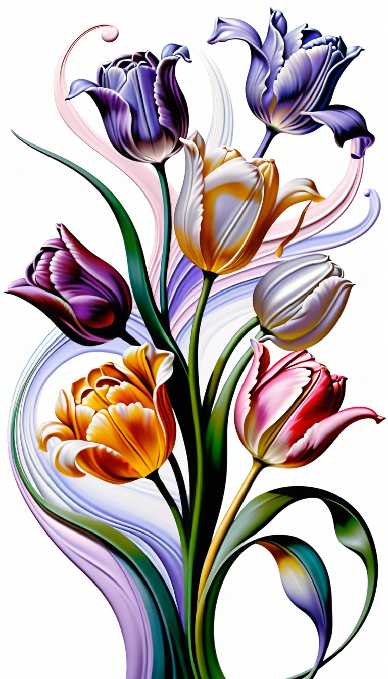 Romantic Dancing Flowers Floating In Soft Abstract Air