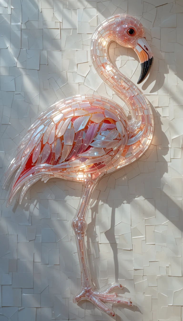 Delicate Abstract Flamingo Painting In Soft Pastel Tones