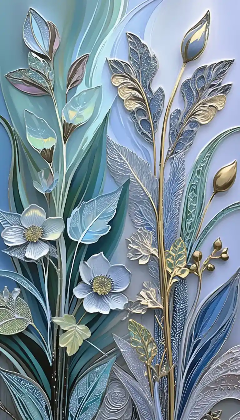 Delicate Spring Botanical Line Art With Flowing Floral Motifs