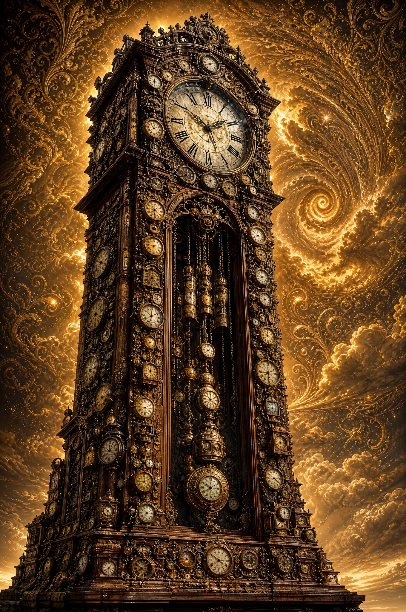 Surreal Grandfather Clock Made Of Interlocking Vintage Timepieces
