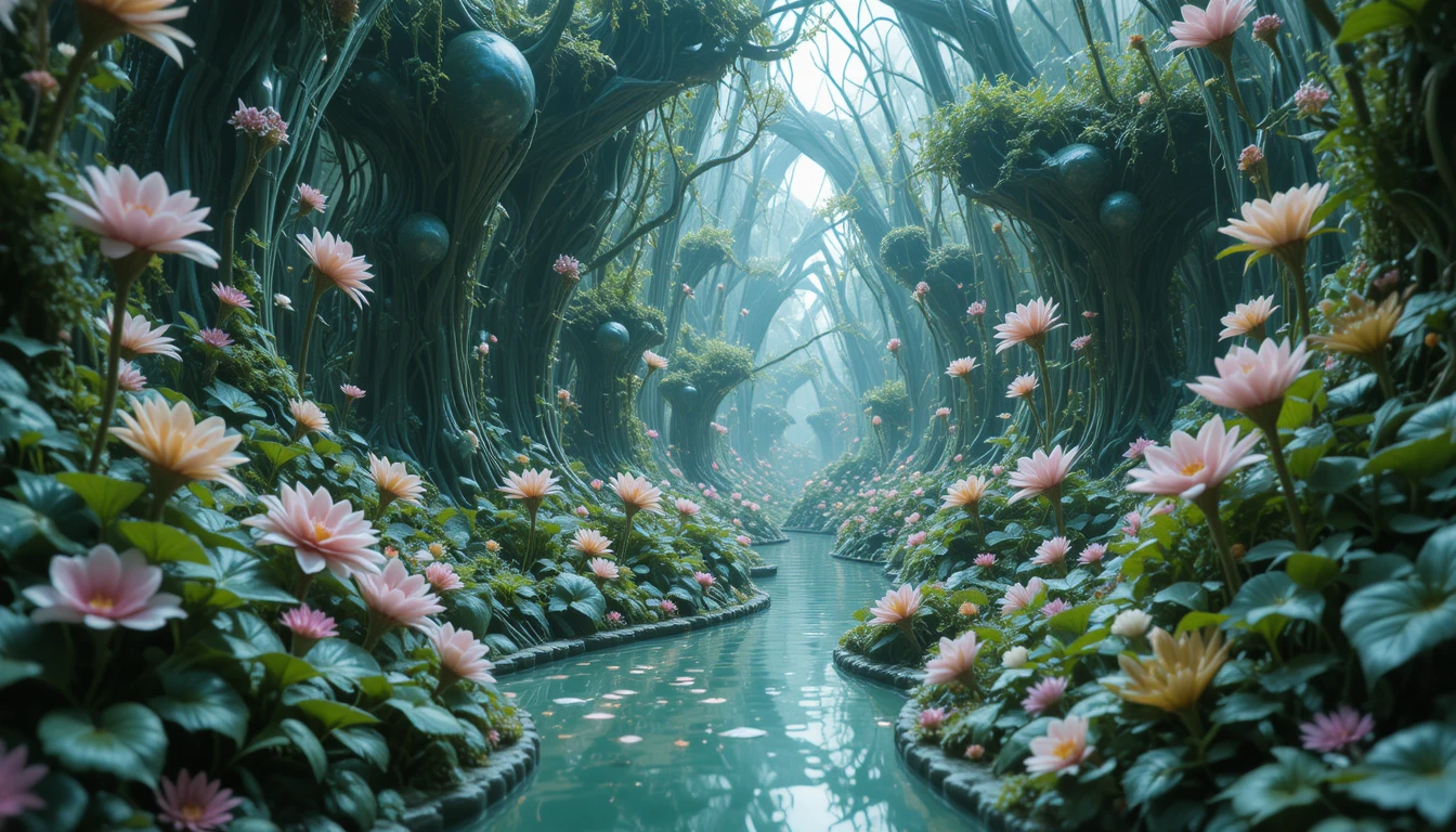 Surreal Alien Garden Of Living Latex Flora And Vines