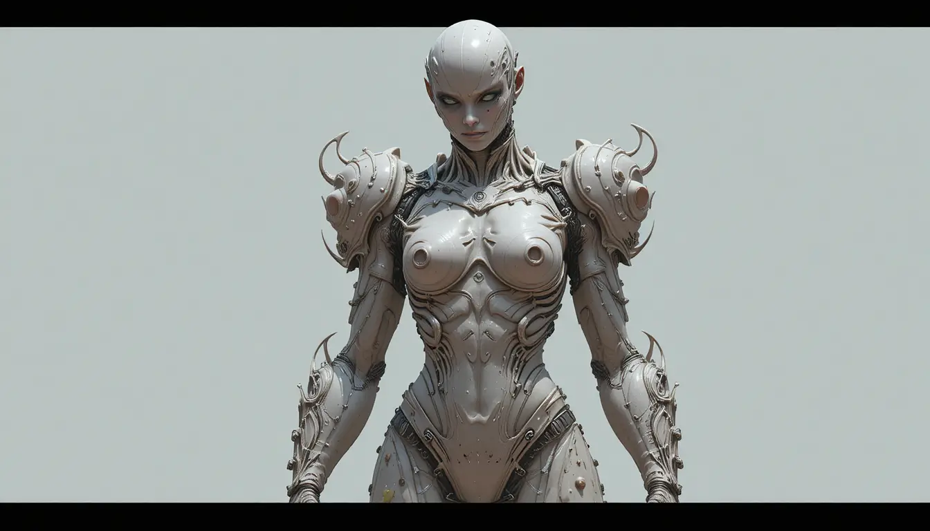 Concept de personnage de guerrière en armure de latex intégrale