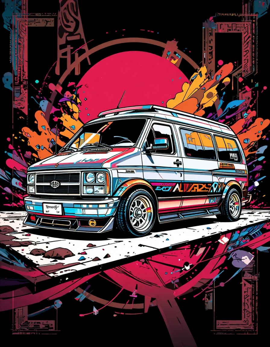 Custom euro style van with bold graphic background